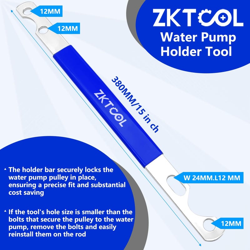ZKTOOL Fan Clutch Wrench Set 32mm & 36mm Clutch Fan Tool Wrench Water Pump Pulley Holder Removal Tool For BMW  Ford  GM  dodge Chevrolet jeep Fan Clutch Removal Kit Water Pump Holder. - Image 5